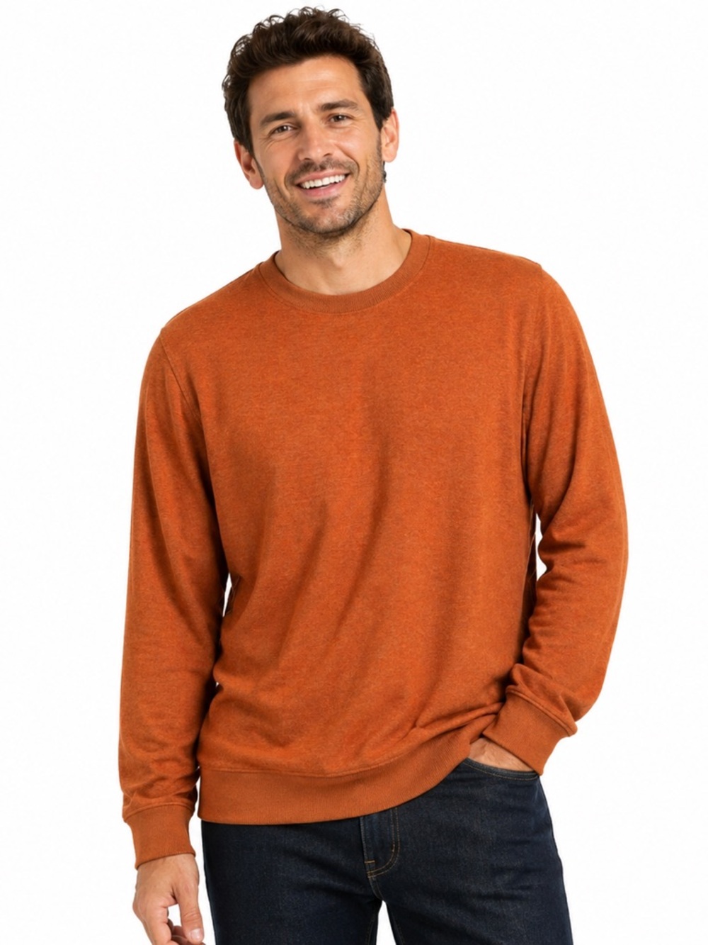 L.L.Bean Men’s XL Slightly Fitted Performance Crewneck Pullover Burnt Orange